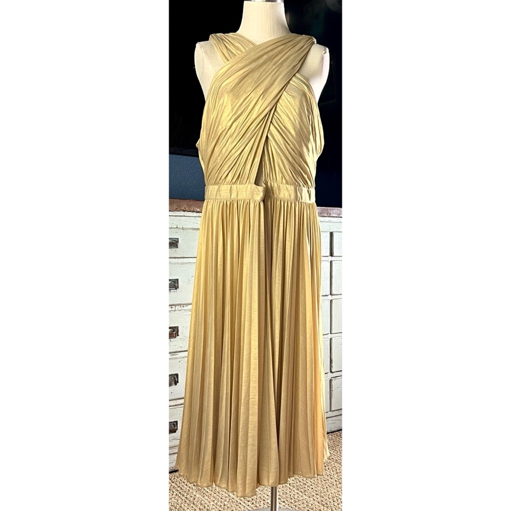 Anthropologie Verb Gold Pleated Dress 22W